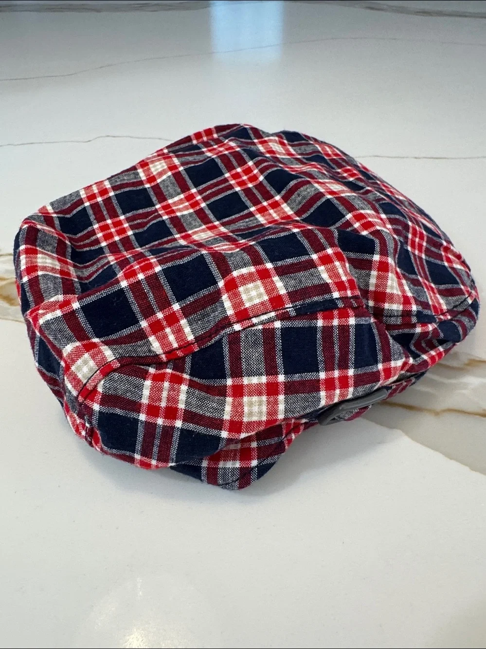 Janie and Jack Red Navy Plaid Newsboy Cap